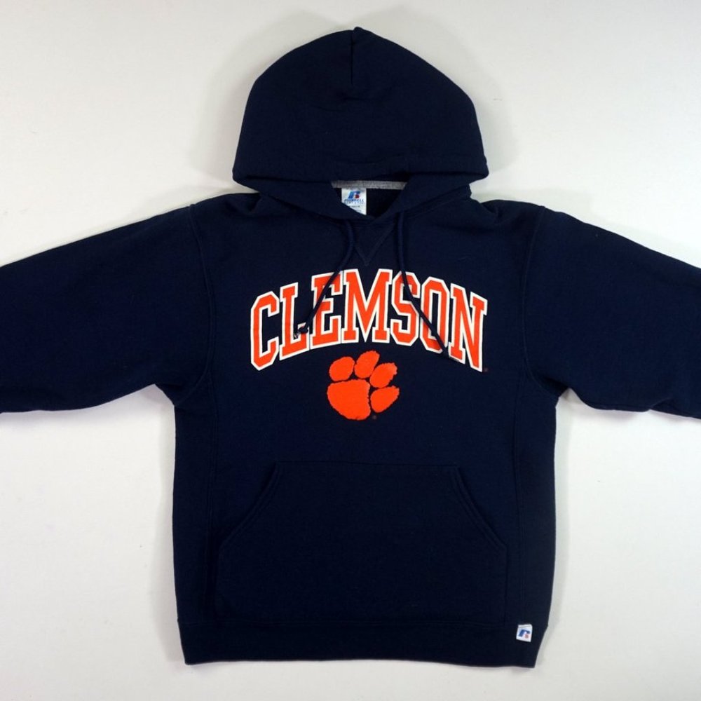 Clemson Vintage Russell Athletic Sweatshirt Hoodie Small Unisex Spellout Logo